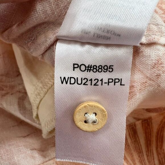 Faherty Gemina Peach Palm Print Dress Linen Blend Size Small - Picture 7 of 11